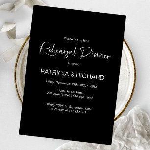 Stilsame schwarze und weiße Probe-Dinnerparty Einladung