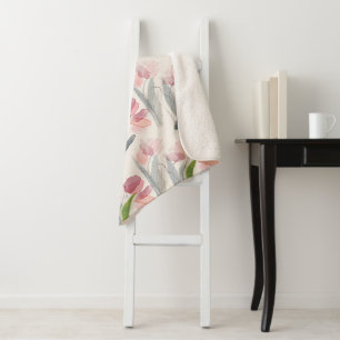 Stilsamte rosa Blüten Salbeigrüne Blätter Creme Sherpadecke