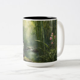 Stilschlampe - Charmantes Panda im Bambuswald Zweifarbige Tasse