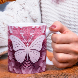 Stilschlüpfen mit der 3D-Schmetterling-Tasse Zweifarbige Tasse