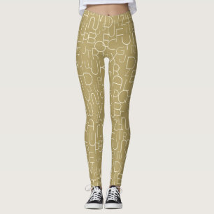 Stilschreiben in Beige und Weiß Leggings