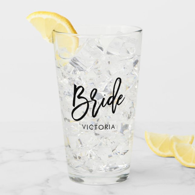 Stilschrift "Bride" Personalisiert Glas (Vorderseite Ice)