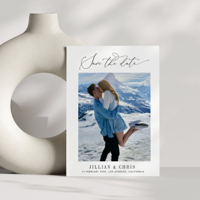 Stilschrift moderne Foto Save the Date Karte (Von Creator hochgeladen)