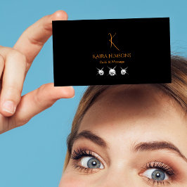 Stilschwarz mit Monogram und Juwelen Moderne Cool Visitenkarte