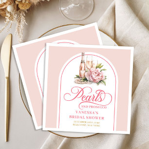 Stilsich personalisierte Perlen und Prosecco Servi Serviette