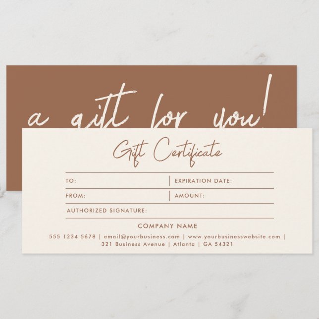 Stilsicher minimalist Elfenbein-Braun-Geschenkguts (Vorne/Hinten)