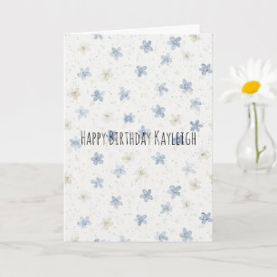 Stilsichere blaue cremefarbene Blumen zum Geburtst Karte