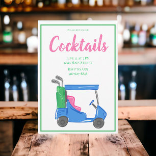 Stilsichere blaue Golfwagen-Cocktailparty - Vorneh Einladung