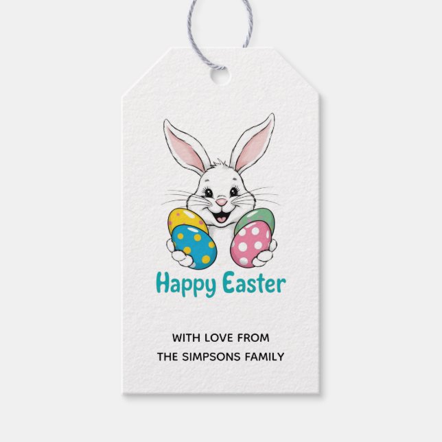 Stilsichere Haseneier Florale Frohe Ostern Geschenkanhänger (Vorderseite)