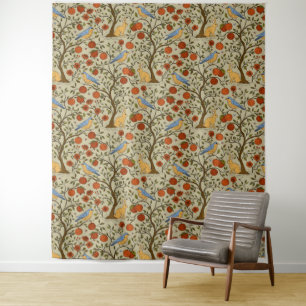 Stilsichere orange Äpfel auf braunen Bäumen Design Wandteppich