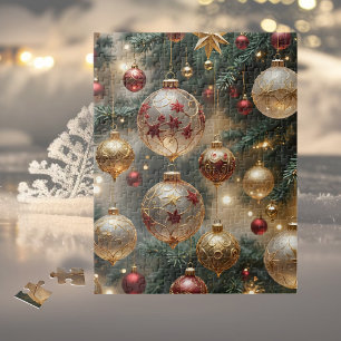 Stilsichere Weihnachtsbaum-Ornamente in Champagner Puzzle