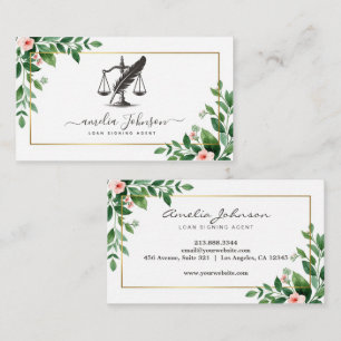 Stilsicherer Floral Notar Kredit Signing Agent Pro Visitenkarte