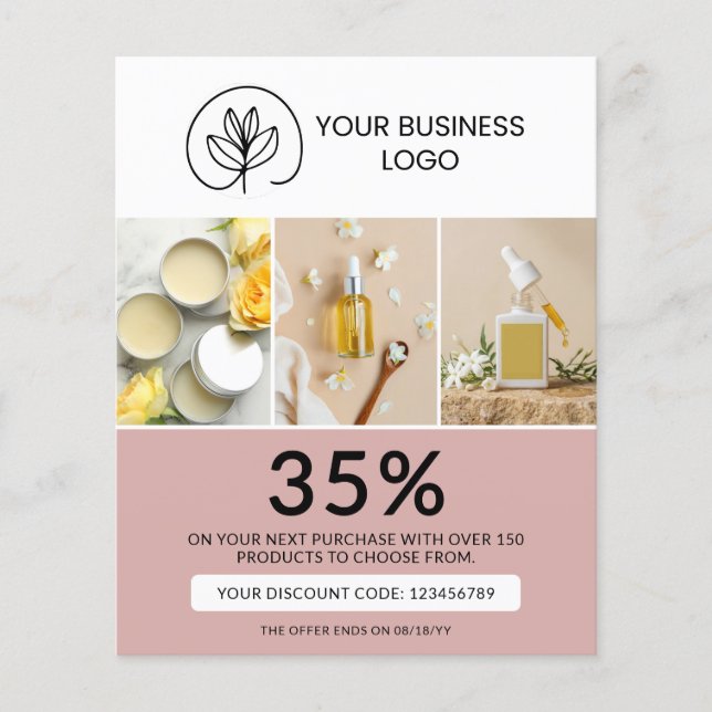 Stilsicherer Staubrosa Marketing-Rabattcode Flyer (Vorne)