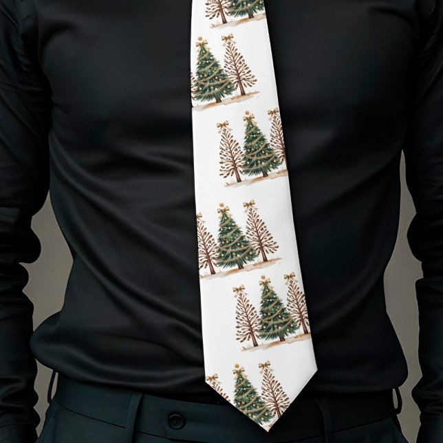 Stilsicherer Wasserfarb-Weihnachtsbaum-Geschenk fü Krawatte (Stylish watercolor Christmas trees gift for him tie)
