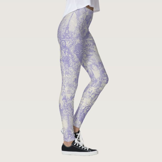 Stilsicheres blaues Pariser Toile-Design Leggings (Rechts)