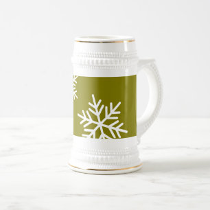 Stilsnow Nordisch Weiße Schneeflocken Auf Goldenem Bierglas
