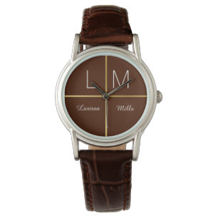 stilsvoll braun personalisiert armbanduhr