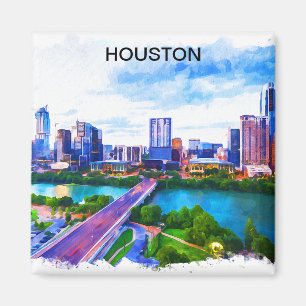 Stilsvolle Panoramaansicht von Houston Texas Magnet