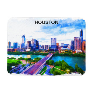 Stilsvolle Panoramaansicht von Houston Texas Magnet