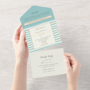 Stilsvolle Teal-Hochzeit All In One Einladung