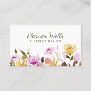 Stilsvolle Wasserfarbe Floral Personalisiert Visitenkarte