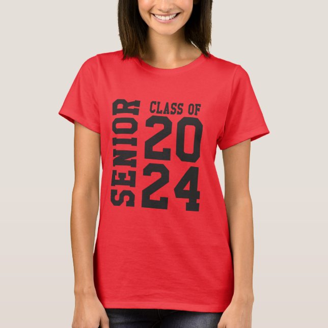 Stilvoll 2024 Logo für Senior Bold School Red T -  T-Shirt (Vorderseite)