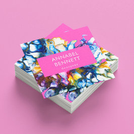 Stilvoll abstraktes rosa quadratische visitenkarte