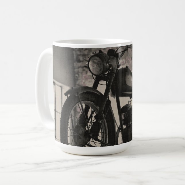 Stilvoll alter Motorrad-Motorradfahrer Kaffeetasse (Vorderseite Links)
