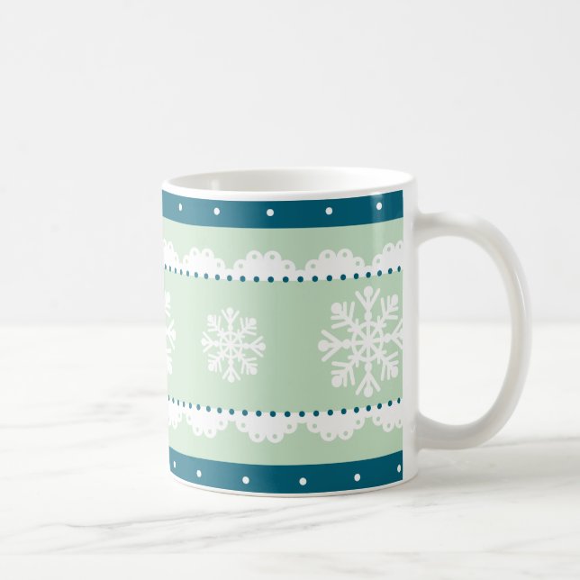 Stilvoll Aquamarines blaues Weihnachtsmuster Tasse (Rechts)