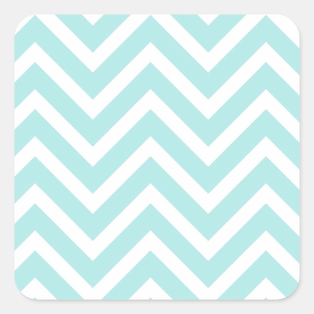 Stilvoll Aquamarines blaues Zickzack Muster Quadratischer Aufkleber (Vorderseite)