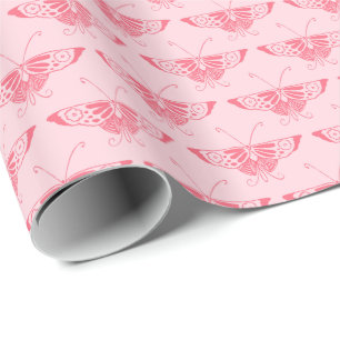 Stilvoll Art-Deco-Schmetterling - Korallenrosa Geschenkpapier