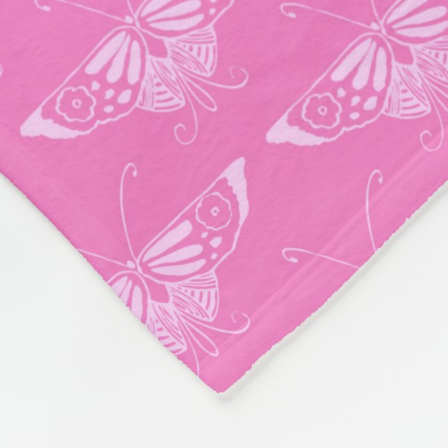 Stilvoll Art-Deco-Schmetterling - orchid pink Fleecedecke (Ecke)