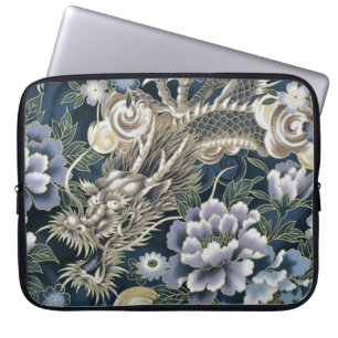 Stilvoll asiatisches Dragon Floral Pattern Laptop  Laptopschutzhülle