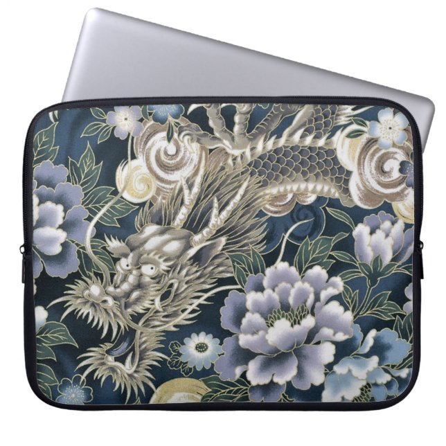 Stilvoll asiatisches Dragon Floral Pattern Laptop  Laptopschutzhülle (Vorderseite)