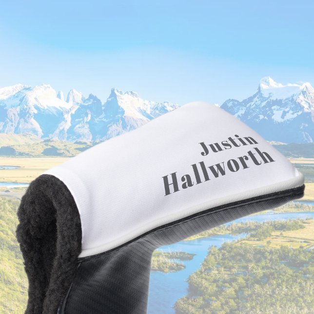 Stilvoll bearbeitbarer Retro Moderner Text | Grau Golf Headcover (Von Creator hochgeladen)