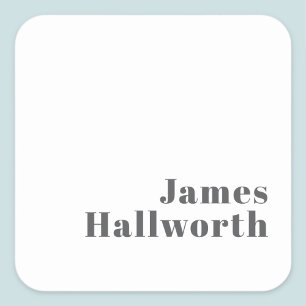 Stilvoll bearbeitbarer Retro Moderner Text   Grau Quadratischer Aufkleber