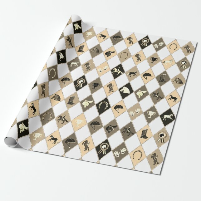 Stilvoll Beige Creme Reittier Diamond Muster Geschenkpapier (Ungerollt)