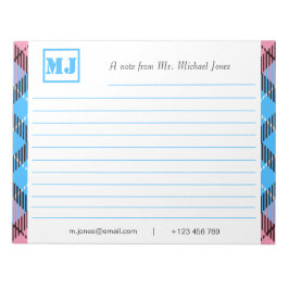 Stilvoll Berufliches Monogram Script Tartan Lined Notizblock