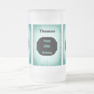 Stilvoll blau Name 60. Geburtstag Design Mattglas Bierglas