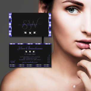 Stilvoll Blau und schwarz glänzende Diamanten Mono Visitenkarte