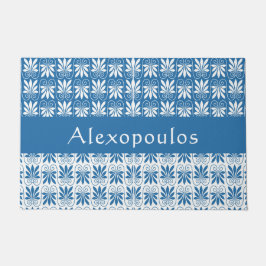 Stilvoll Blau und Weiß griechisch Personalisiert Fußmatte