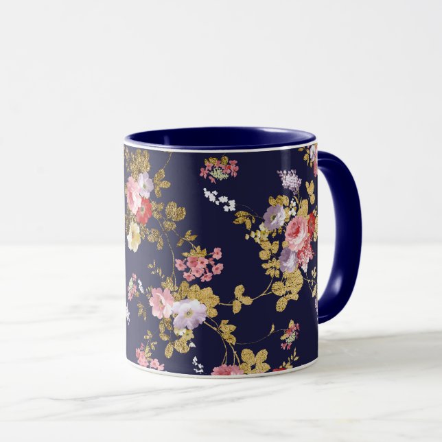 Stilvoll blaues Rosa Goldbarsch Tasse (VorderseiteRechts)