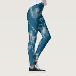 Stilvoll Blaues weißes Aqua Marmor Muster Niedlic Leggings