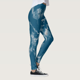 Stilvoll Blaues weißes Aqua Marmor Muster Niedlich Leggings