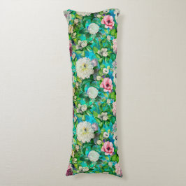 Stilvoll blorrosa Blume blaues Monogramm Muster Seitenschläferkissen