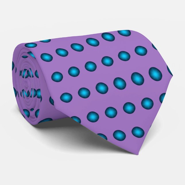 Stilvoll Blue Polka Dot w. Lavender Background Krawatte (Gerollt)