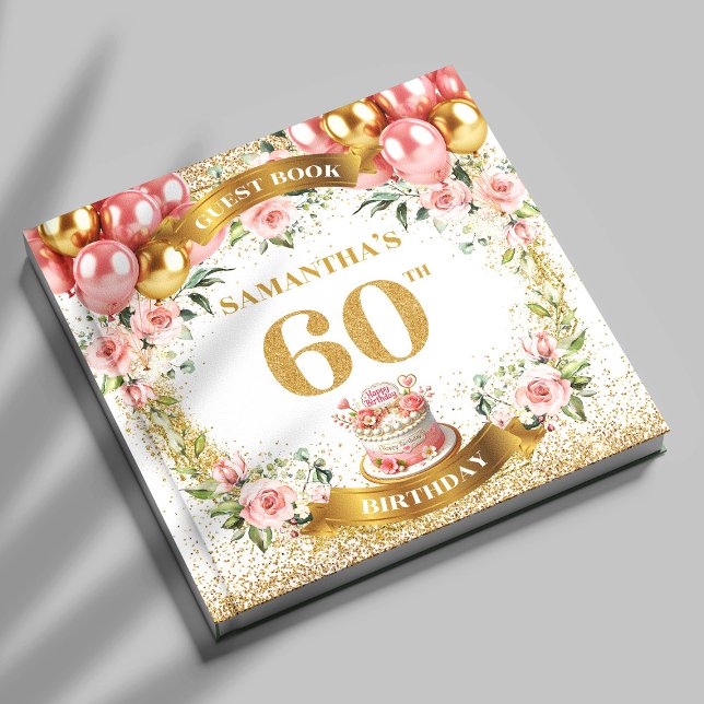 Stilvoll Boho 60. Geburtstag Gästebuch Sparkle Loo (Stylish Boho 60th Birthday Guest Book Sparkle Look

)