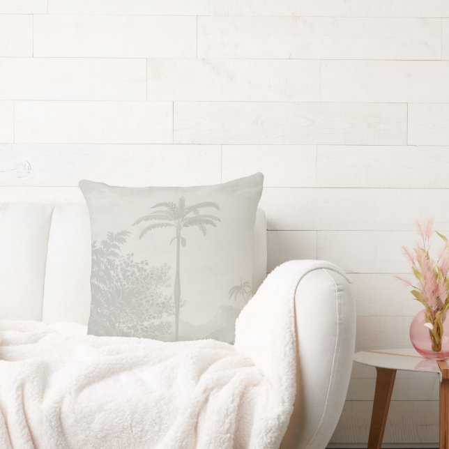 Stilvoll Boho Vintag Palm Trees Gray Kissen (Liege)