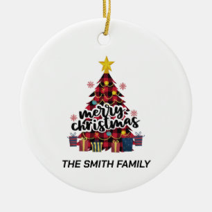 Stilvoll Buffalo Karierter Weihnachtsbaum & Gesche Keramik Ornament