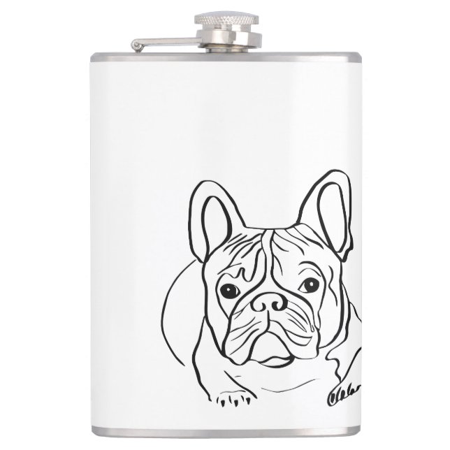 Stilvoll Bulldog Minimalistisch Flachmann (Vorderseite)